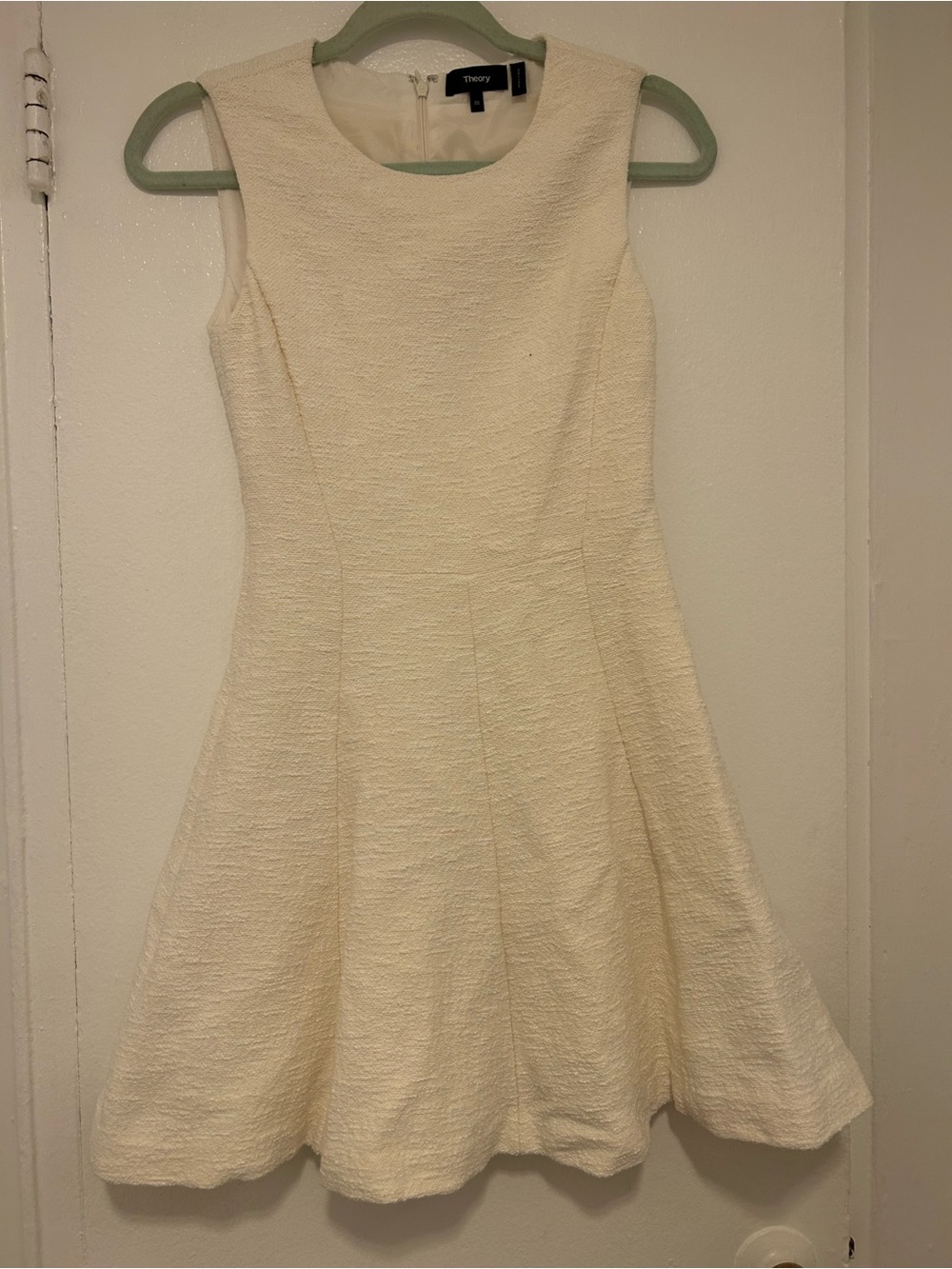 Theory Cream Textured Sleeveless Mini Dress